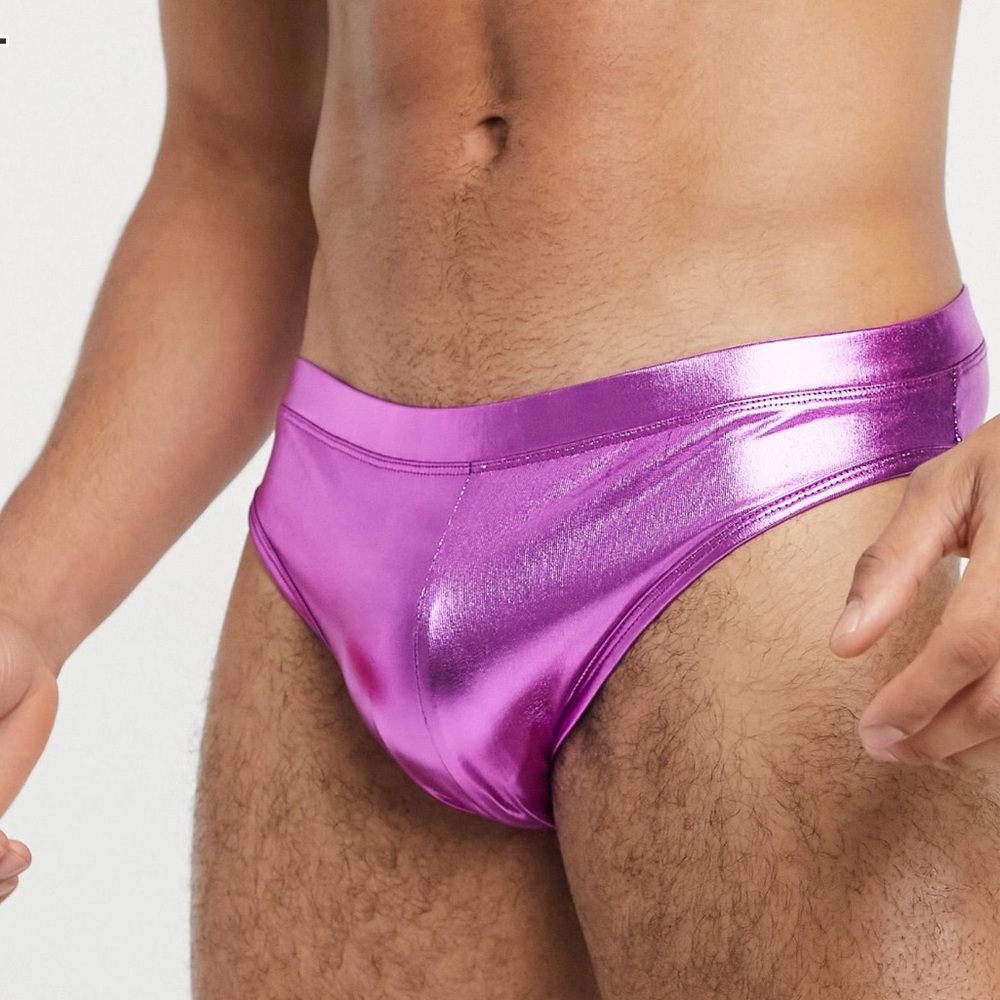 Pink Metallic Swim Briefs